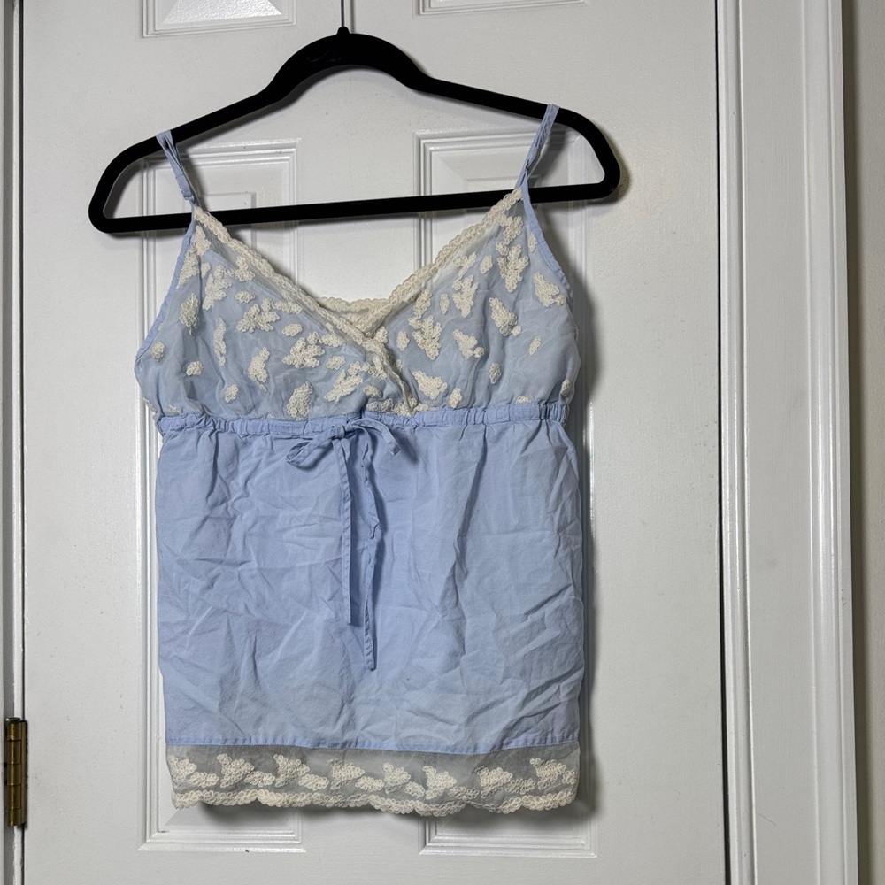 Lands' End Blue Camisole with Lace Accents